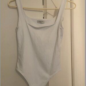 Babaton contour square neck bodysuit - white